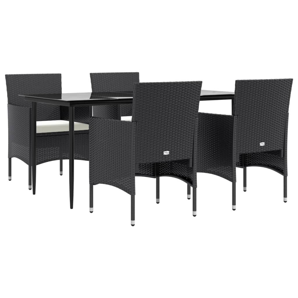5 Piece Garden Dining Set with Cushions Black Price