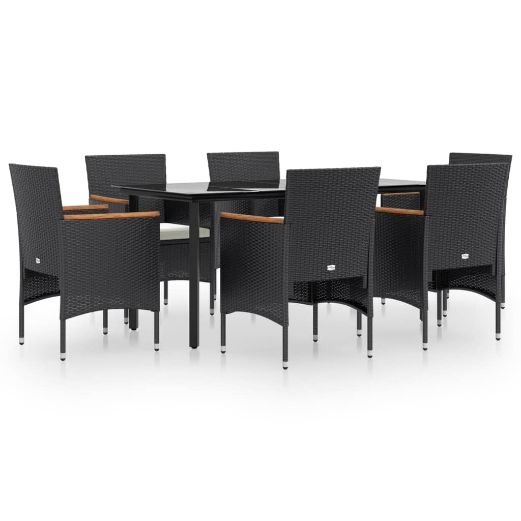 7 Piece Garden Dining Set with Cushions Black Price