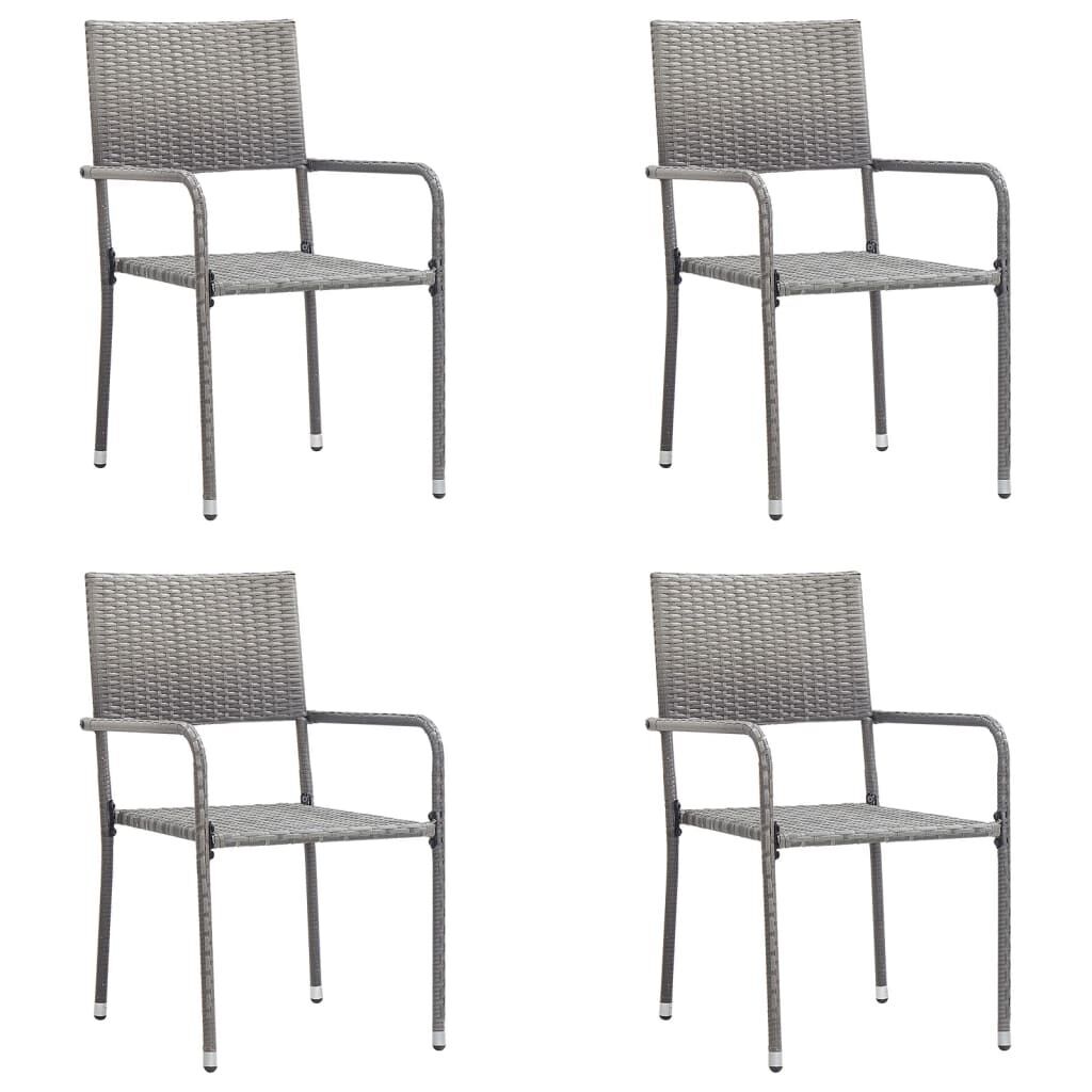5 Piece Garden Dining Set Grey Poly Rattan Price