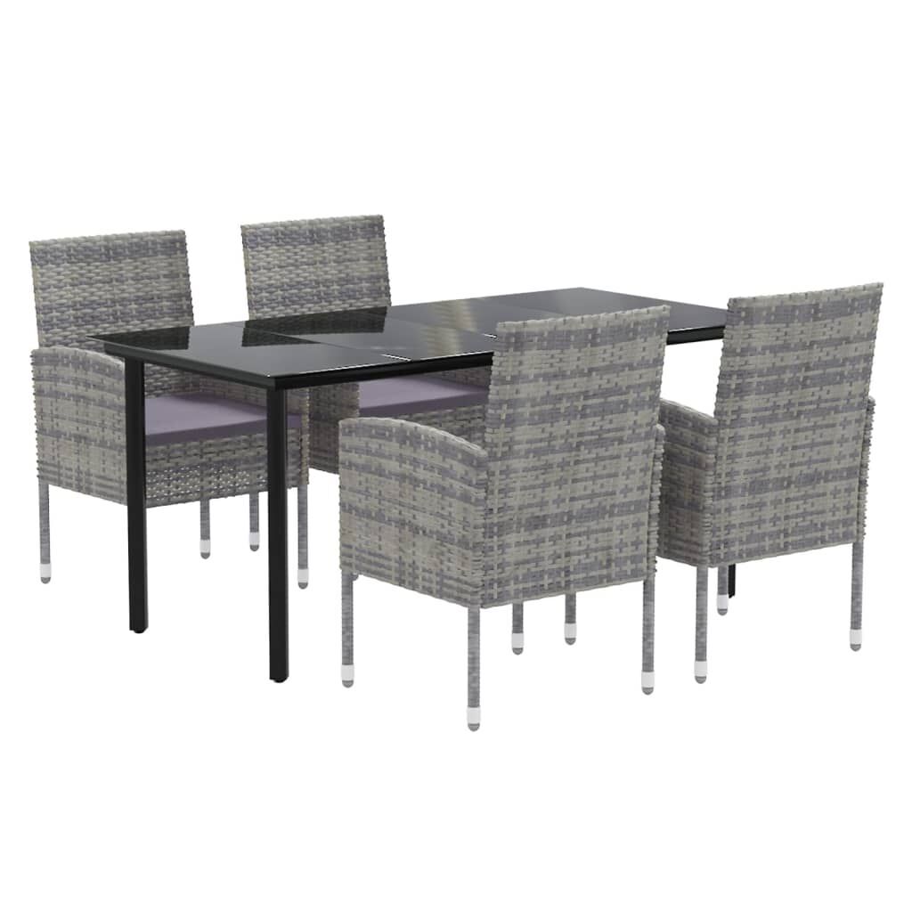 5 Piece Garden Dining Set with Cushions Anthracite Poly Rattan Price