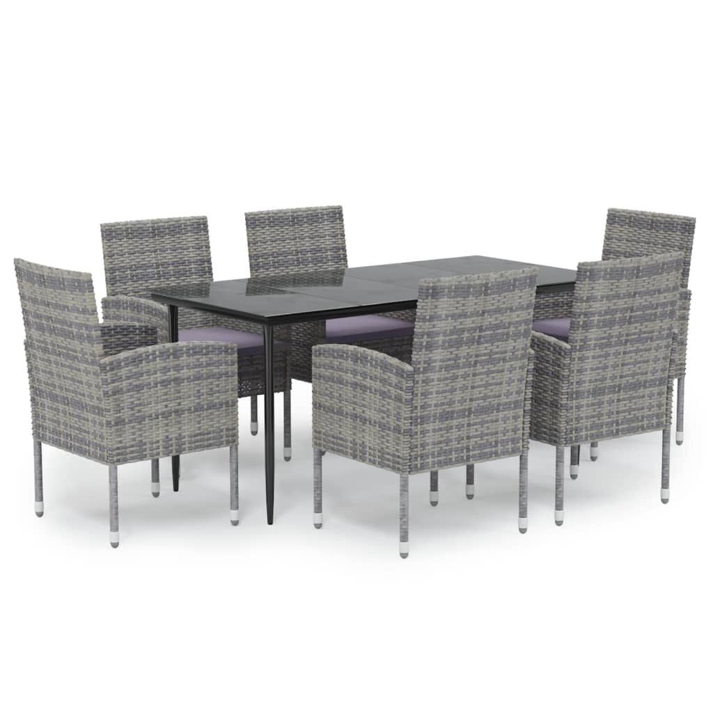 7 Piece Garden Dining Set with Cushions Anthracite Poly Rattan Price