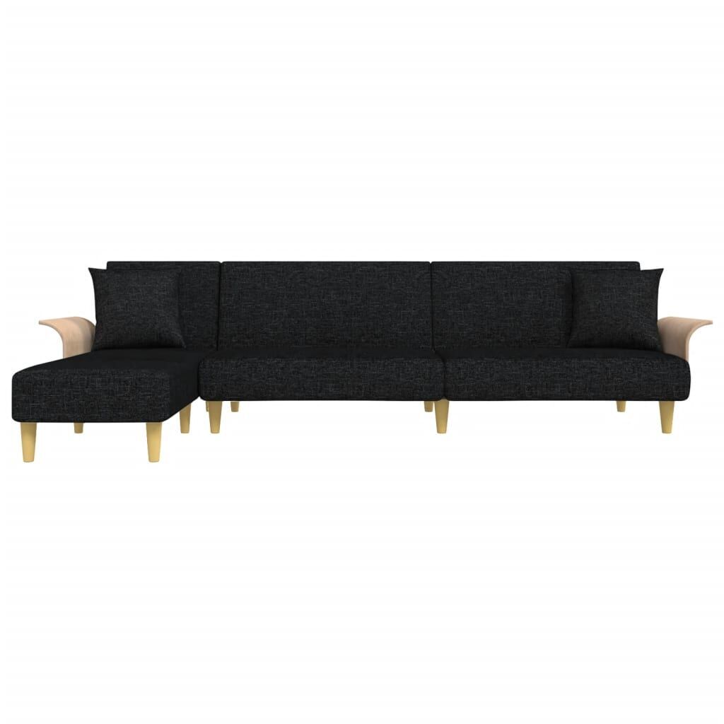 L-shaped Sofa Bed Black 279x140x70 cm Fabric Price