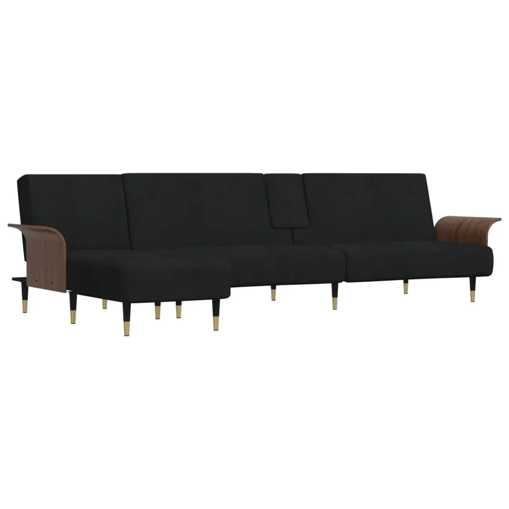 L-shaped Sofa Black 279x140x70 cm Velvet Price
