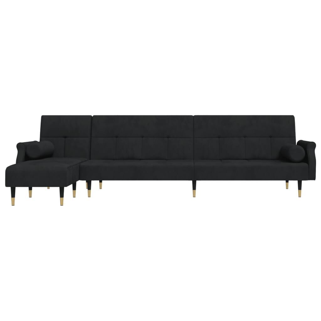 L-shaped Sofa Bed Black 271x140x70 cm Velvet Price