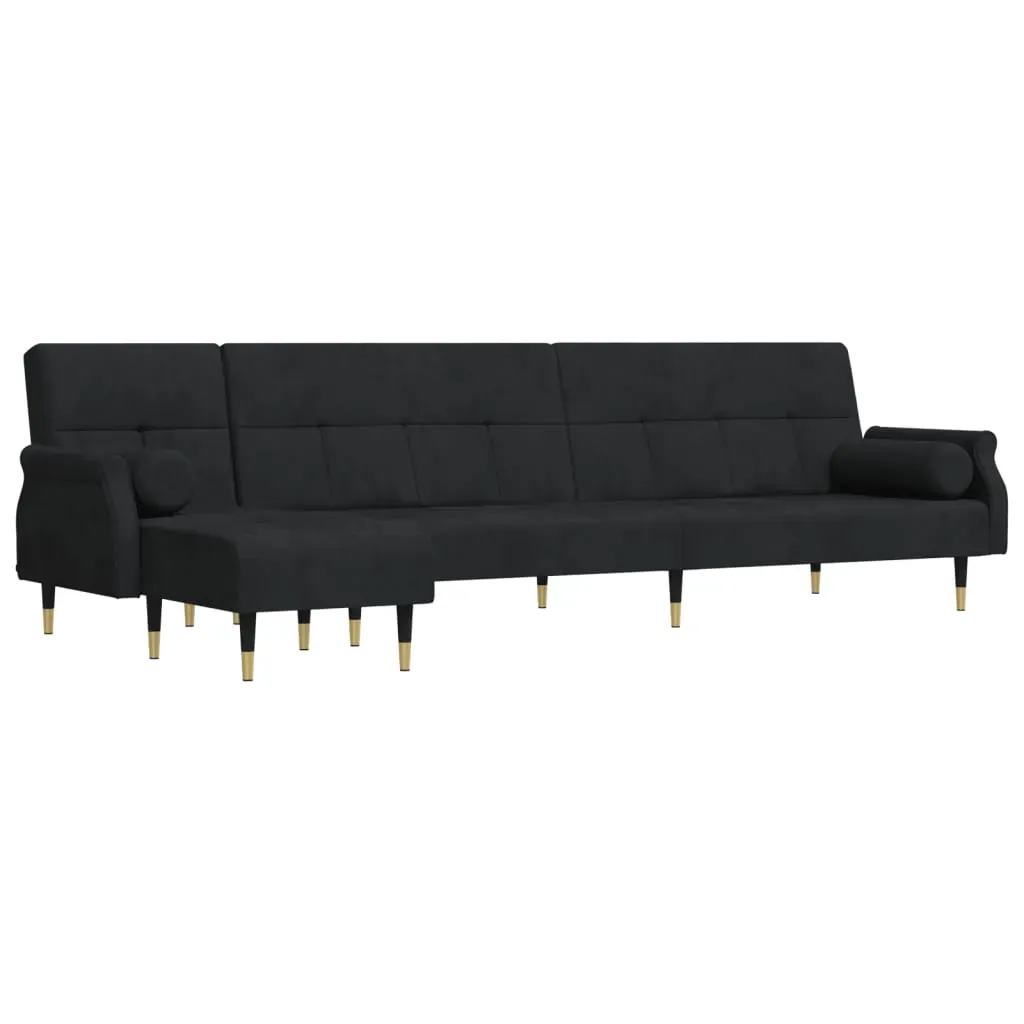 L-shaped Sofa Bed Black 271x140x70 cm Velvet Price