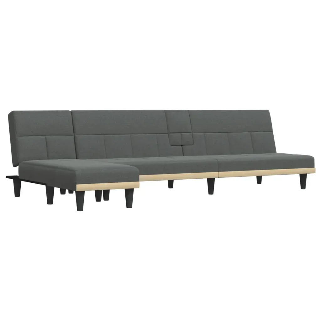 L-shaped Sofa Bed Dark Grey 255x140x70 cm Fabric Price