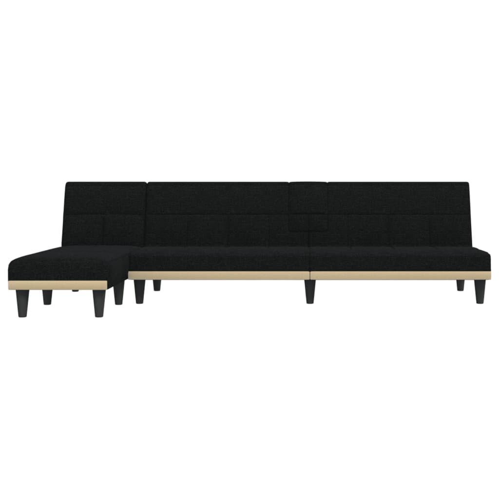 L-shaped Sofa Bed Black 255x140x70 cm Fabric Price
