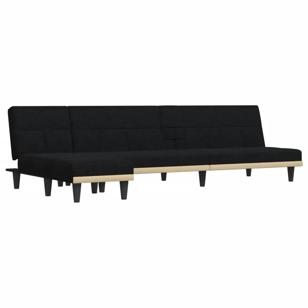 L-shaped Sofa Bed Black 255x140x70 cm Fabric Price
