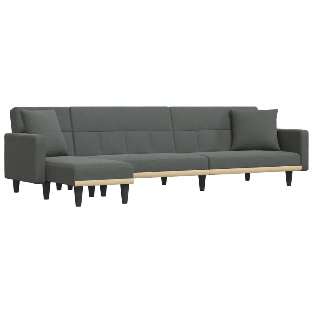 L-shaped Sofa Bed Dark Grey 275x140x70 cm Fabric Price