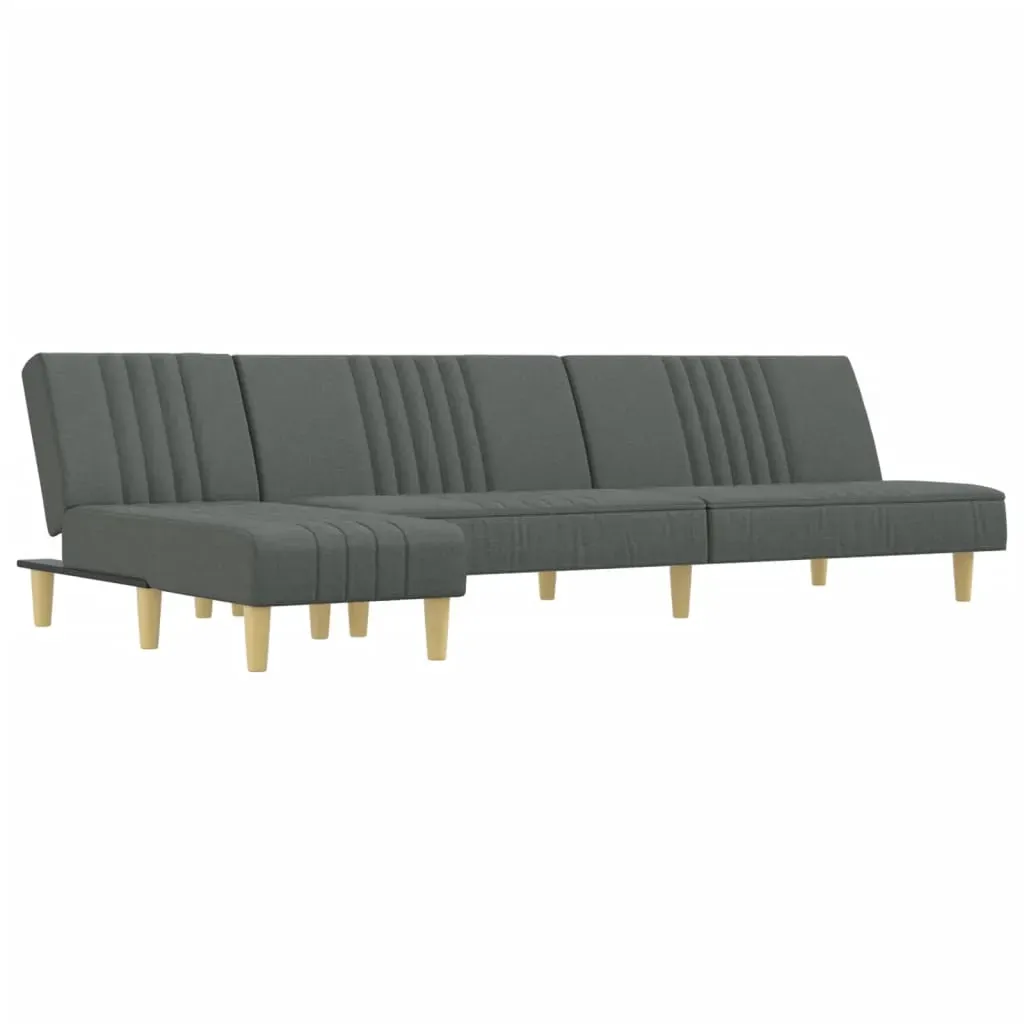 L-shaped Sofa Bed Dark Grey 255x140x70 cm Fabric Price