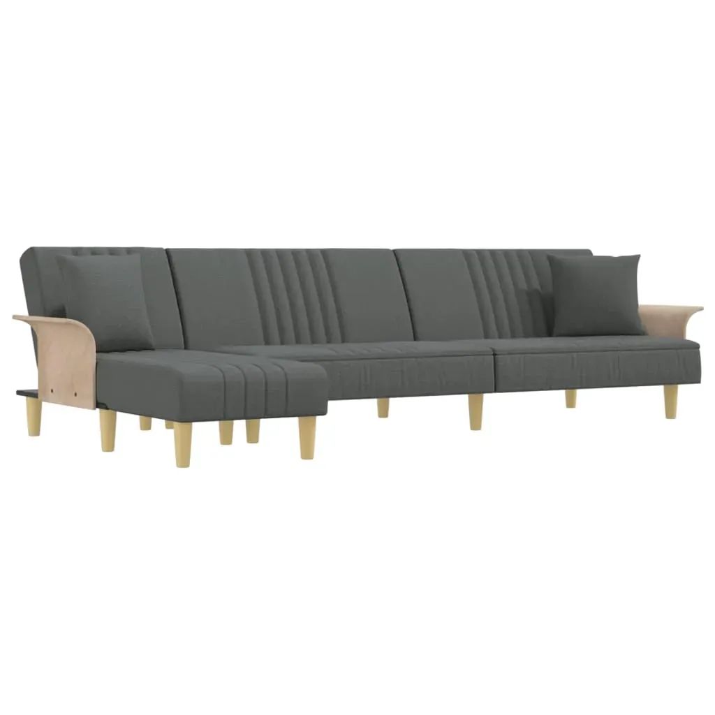 L-shaped Sofa Bed Dark Grey 279x140x70 cm Fabric Price