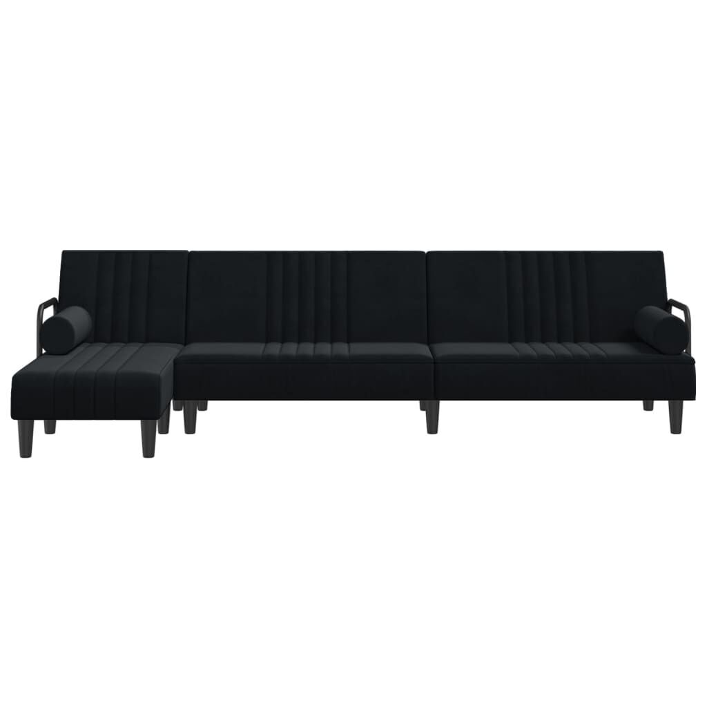 L-shaped Sofa Bed Black 260x140x70 cm Velvet Price