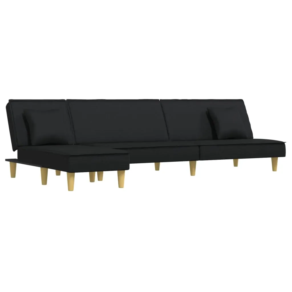 L-shaped Sofa Bed Black 255x140x70 cm Fabric Price