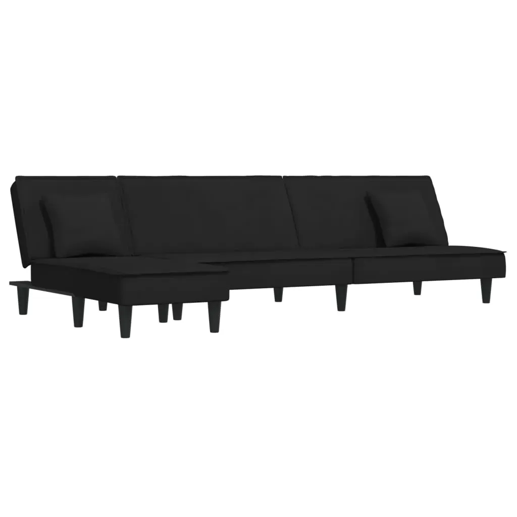L-shaped Sofa Bed Black 255x140x70 cm Velvet Price