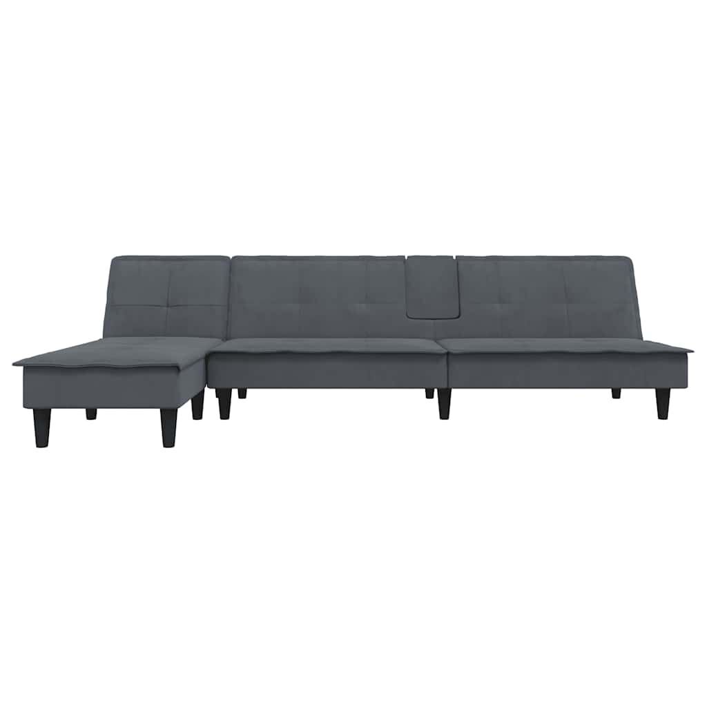 L-shaped Sofa Bed Dark Grey 255x140x70 cm Velvet Price