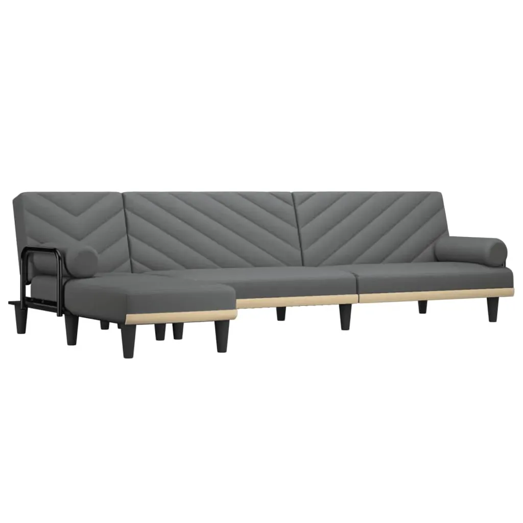 L-shaped Sofa Bed Dark Grey 260x140x70 cm Fabric Price