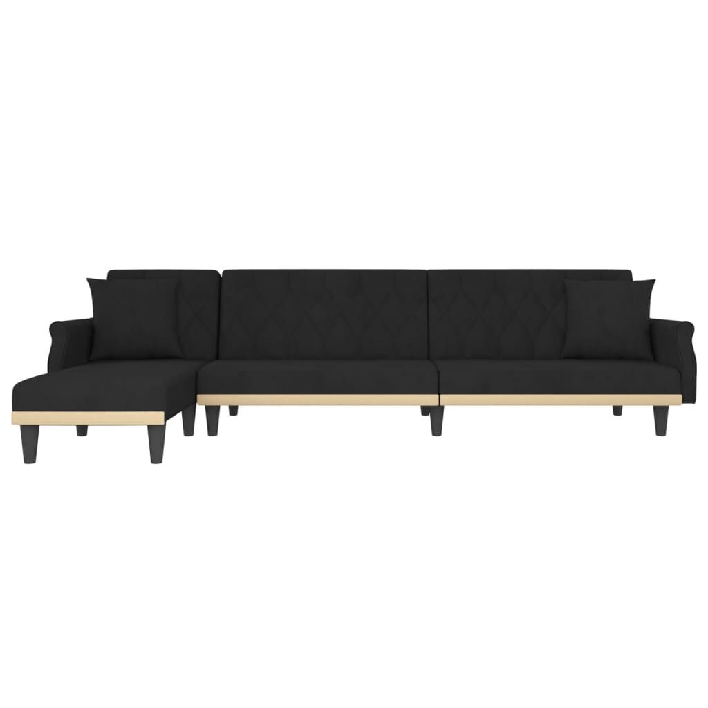 L-shaped Sofa Bed Black 271x140x70 cm Velvet Price