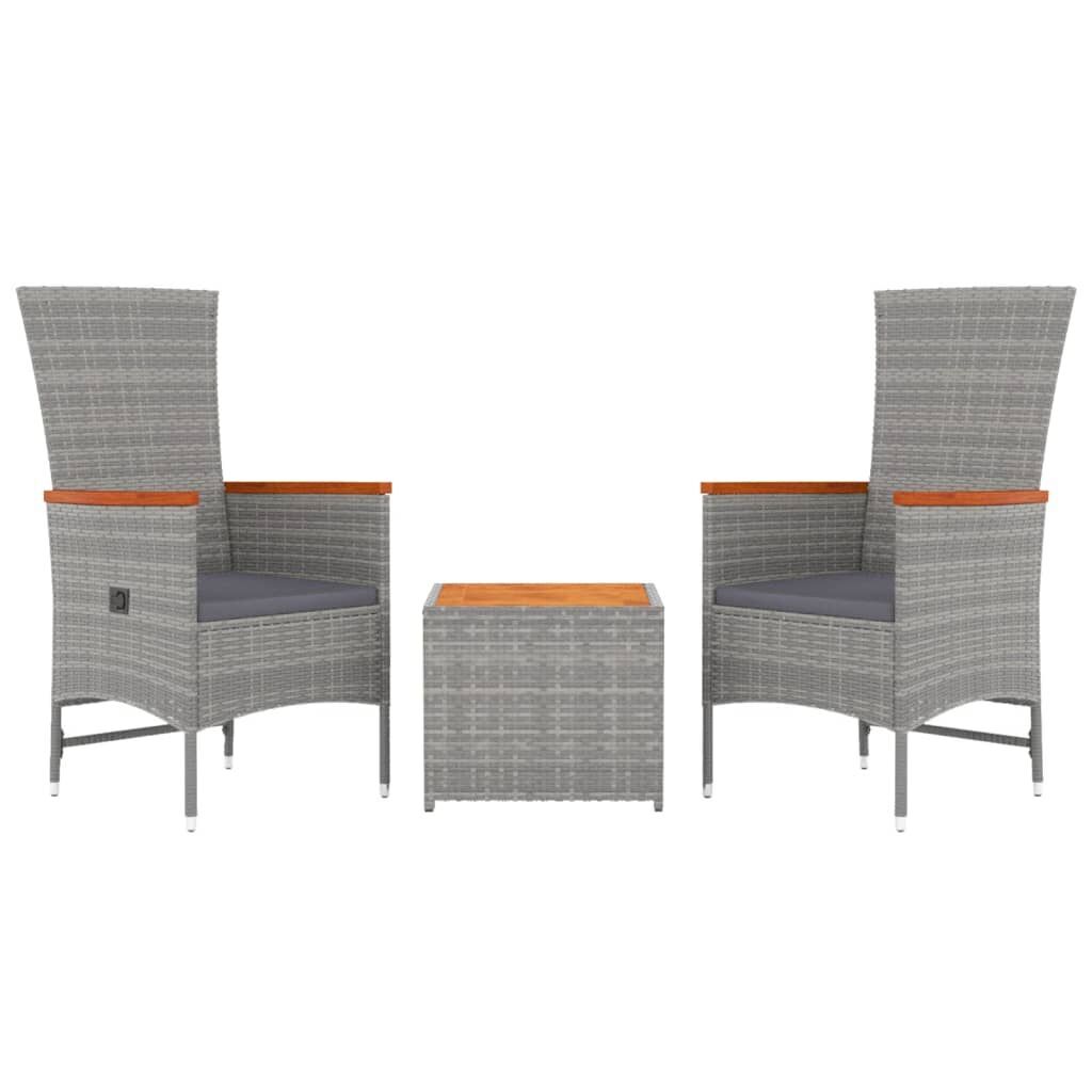 3 Piece Garden Lounge Set Grey Poly Rattan&Solid Wood Acacia Price