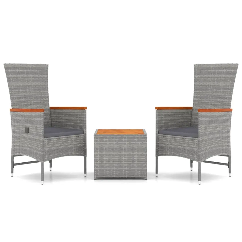 3 Piece Garden Lounge Set Grey Poly Rattan&Solid Wood Acacia Price