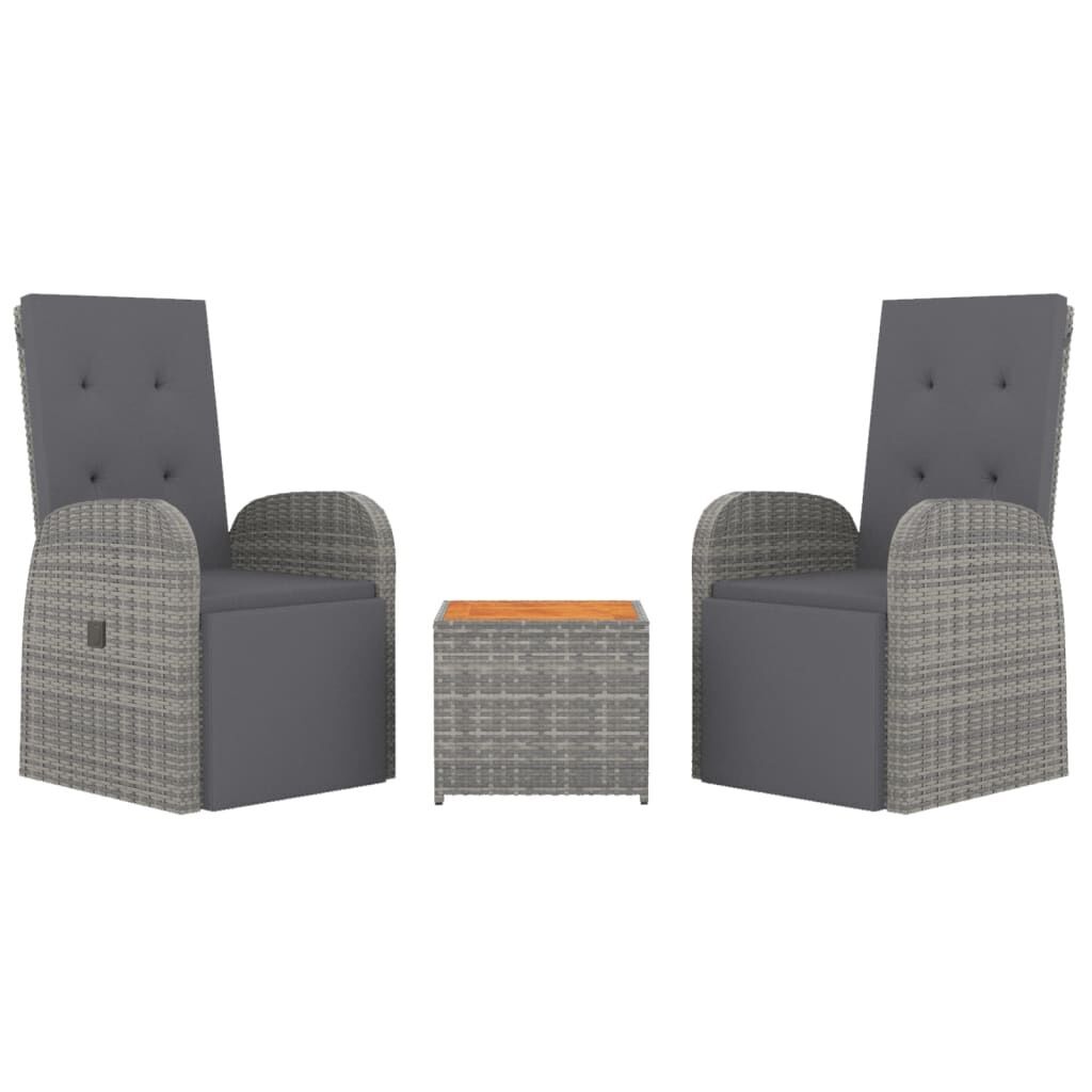 3 Piece Garden Lounge Set Grey Poly Rattan&Solid Wood Acacia Price