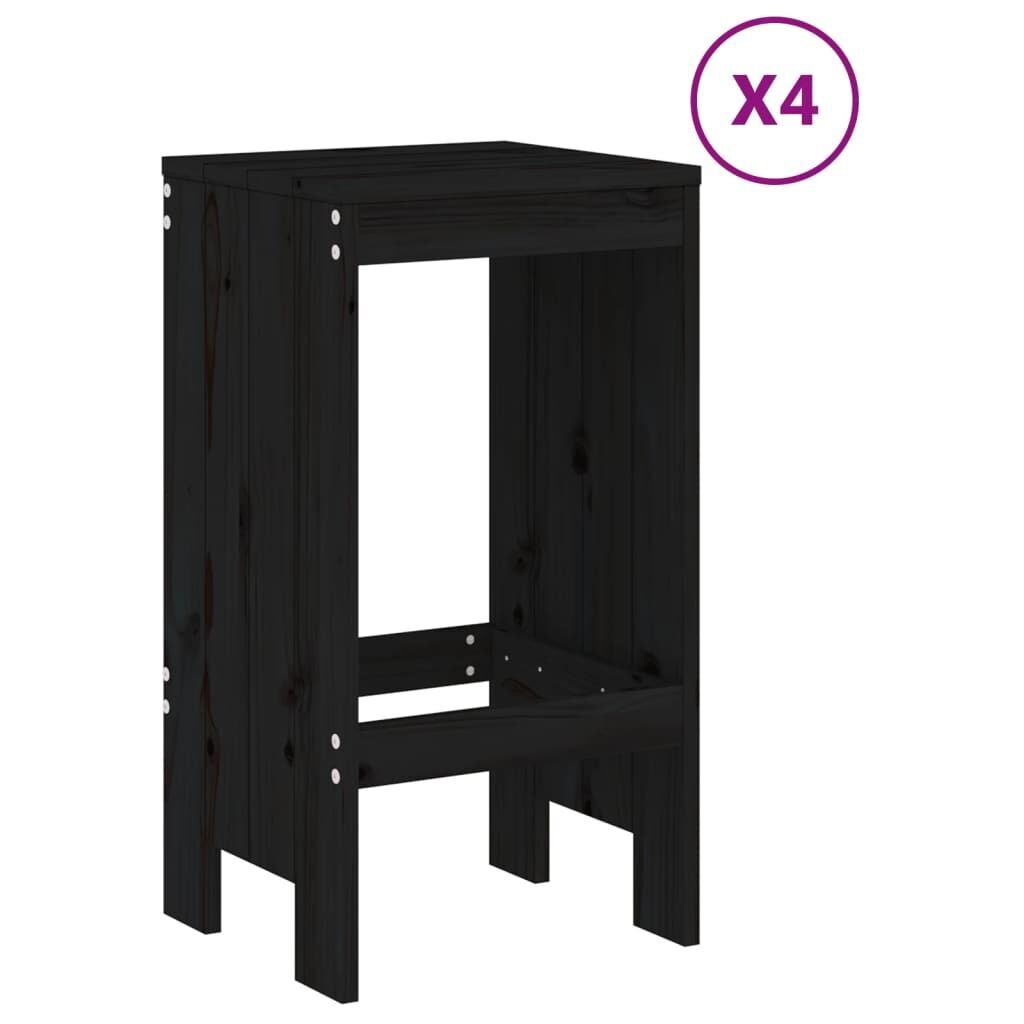5 Piece Garden Bar Set Black Solid Wood Pine Price