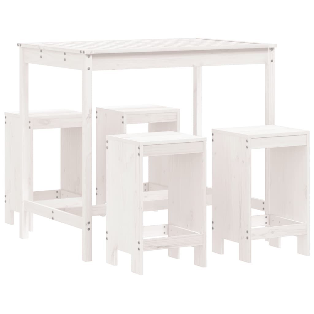 5 Piece Garden Bar Set White Solid Wood Pine Price