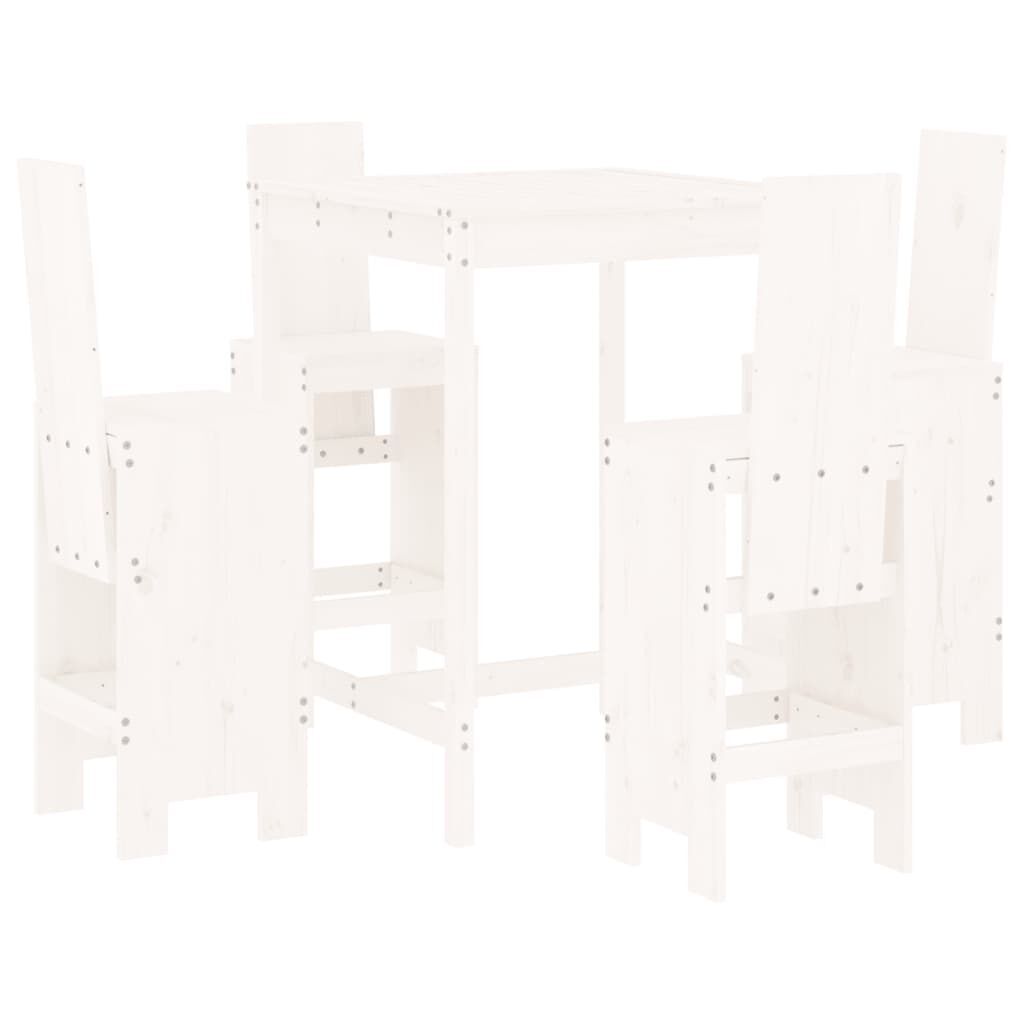 5 Piece Garden Bar Set White Solid Wood Pine Price