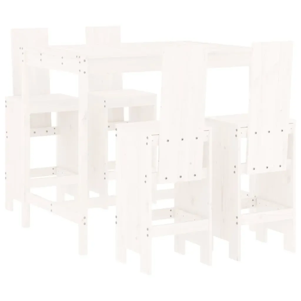 5 Piece Garden Bar Set White Solid Wood Pine Price