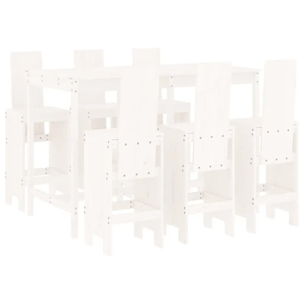 7 Piece Garden Bar Set White Solid Wood Pine Price