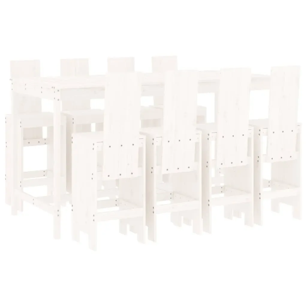 9 Piece Garden Bar Set White Solid Wood Pine Price