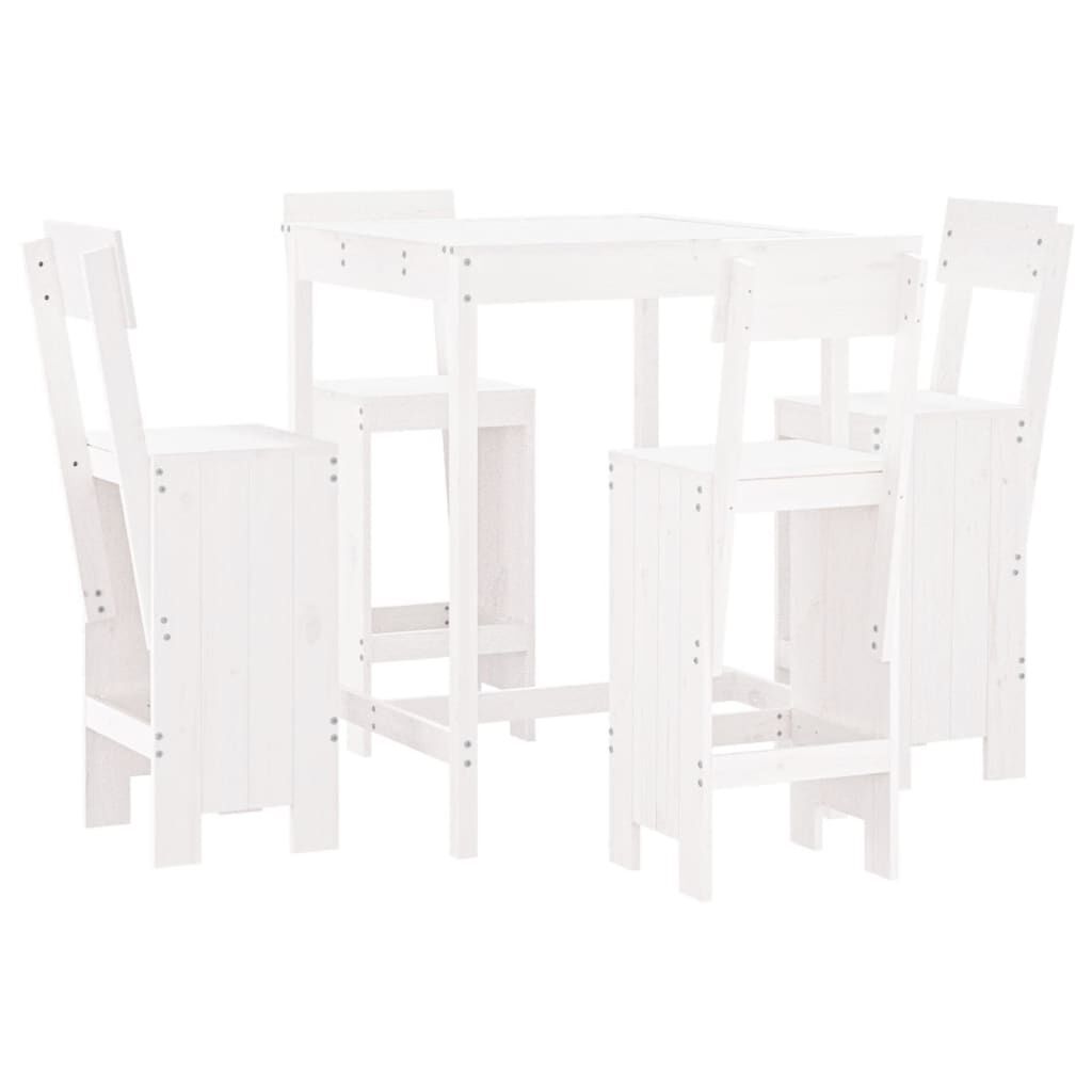 5 Piece Garden Bar Set White Solid Wood Pine Price