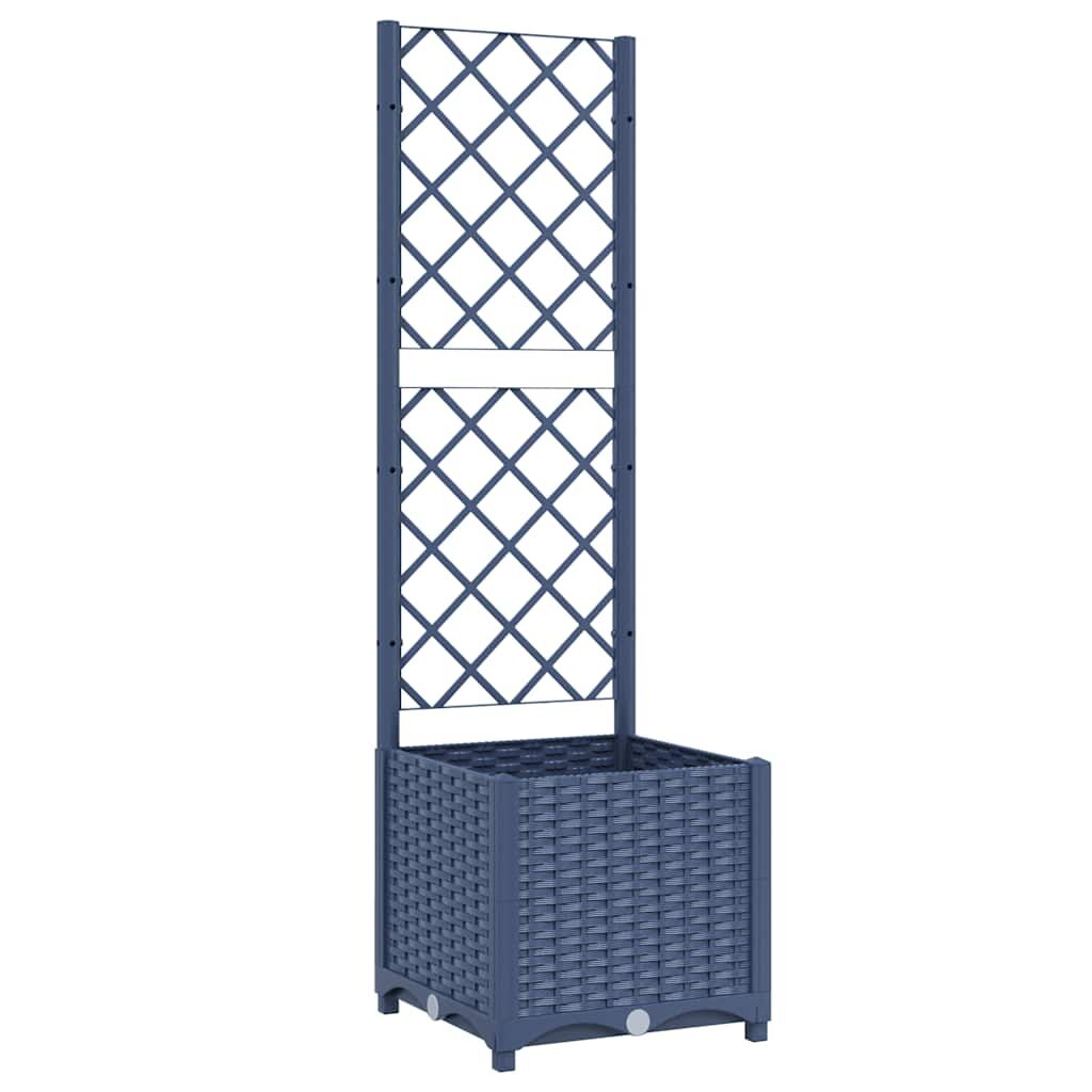 Garden Planter with Trellis Blue Grey 40x40x136 cm PP Price
