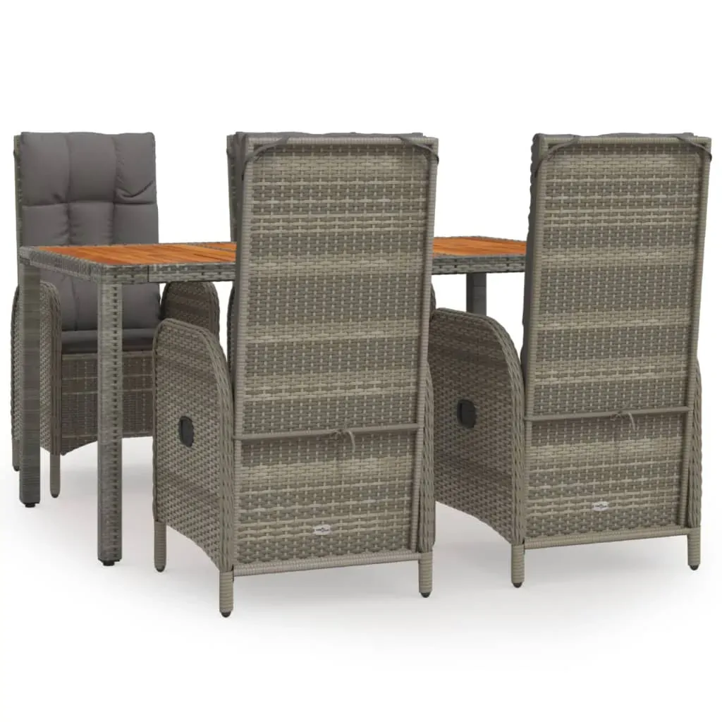 5 Piece Garden Dining Set with Cushions Grey Poly Rattan Price