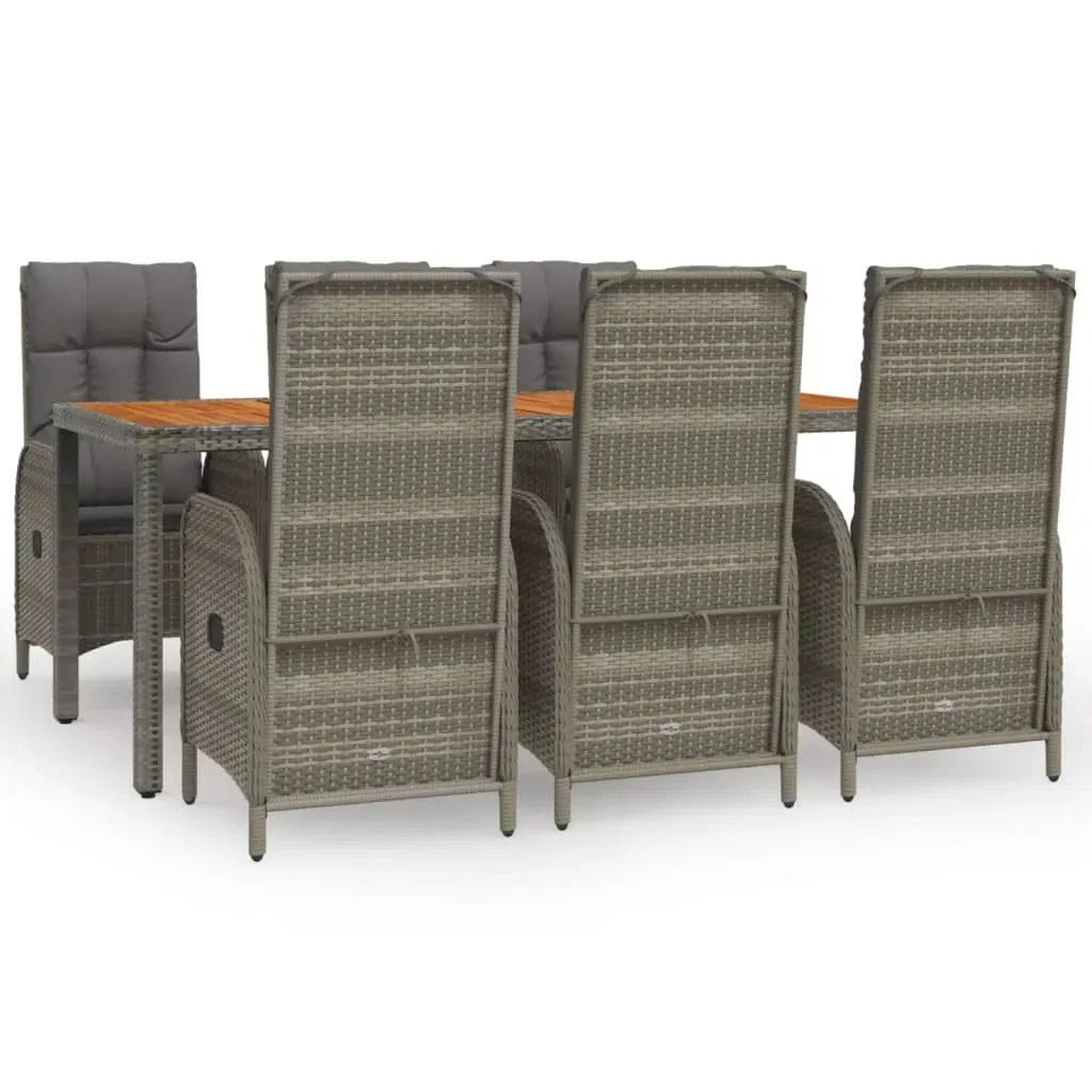 7 Piece Garden Dining Set with Cushions Grey Poly Rattan Price