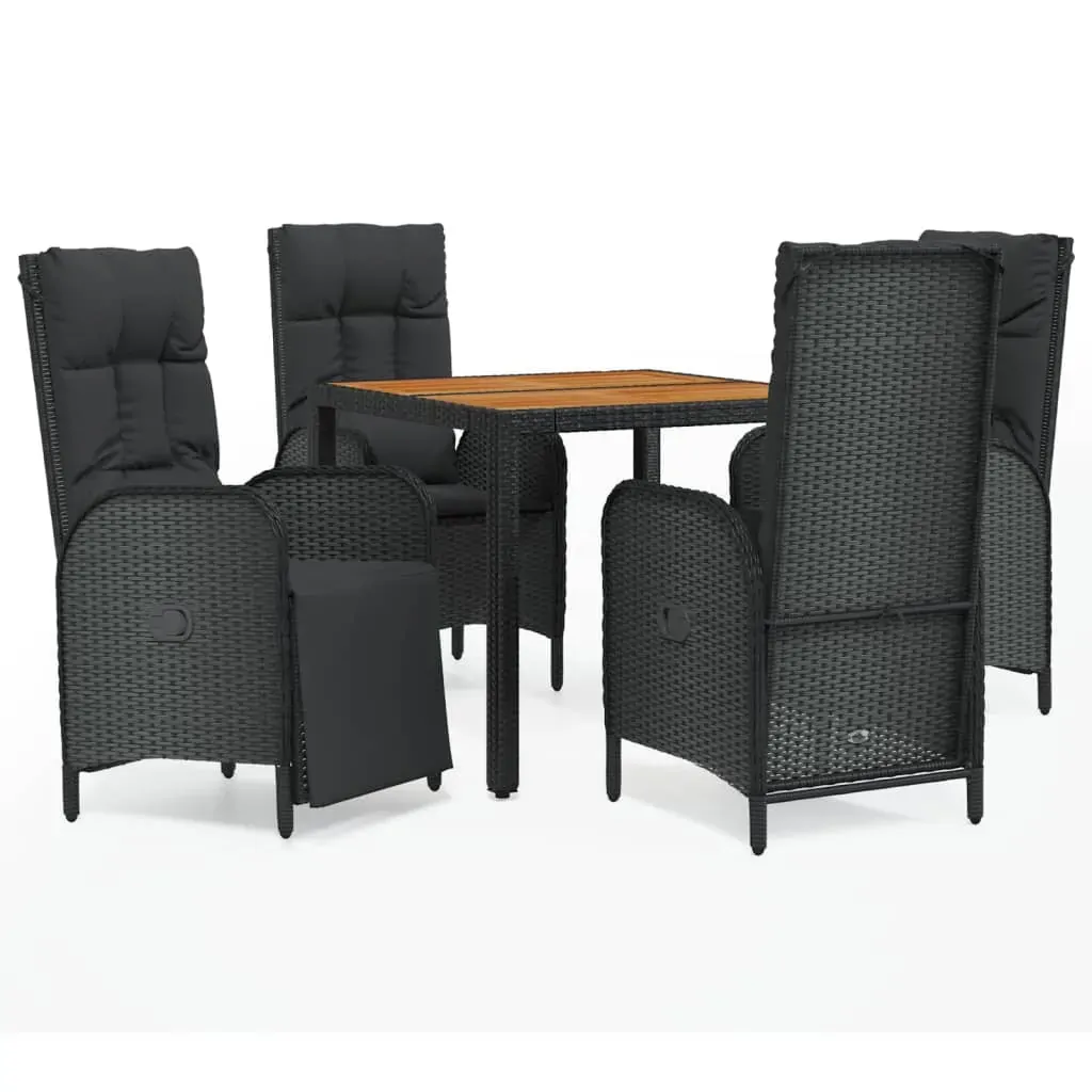 5 Piece Garden Dining Set with Cushions Black Poly Rattan Price