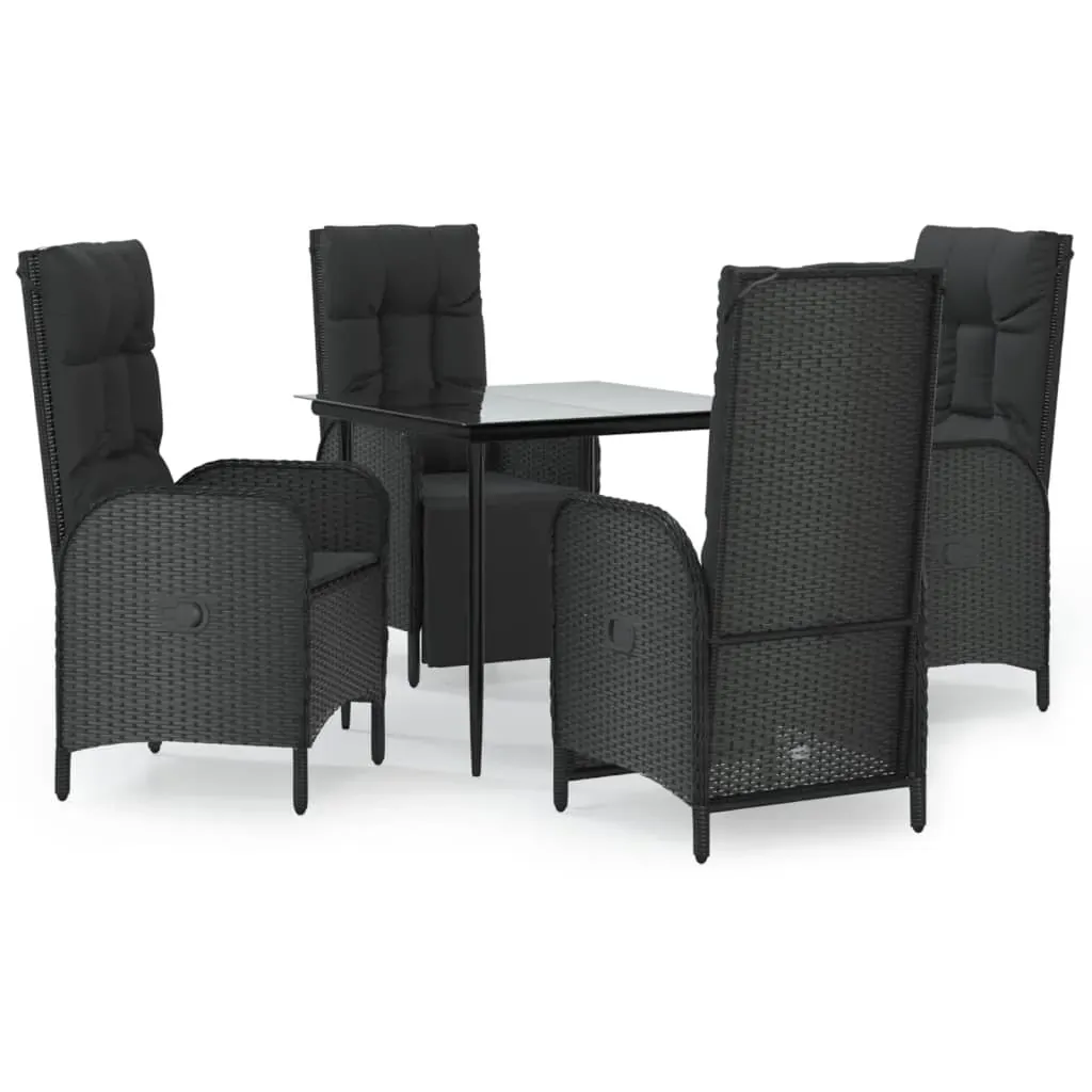 5 Piece Garden Dining Set with Cushions Black Poly Rattan Price