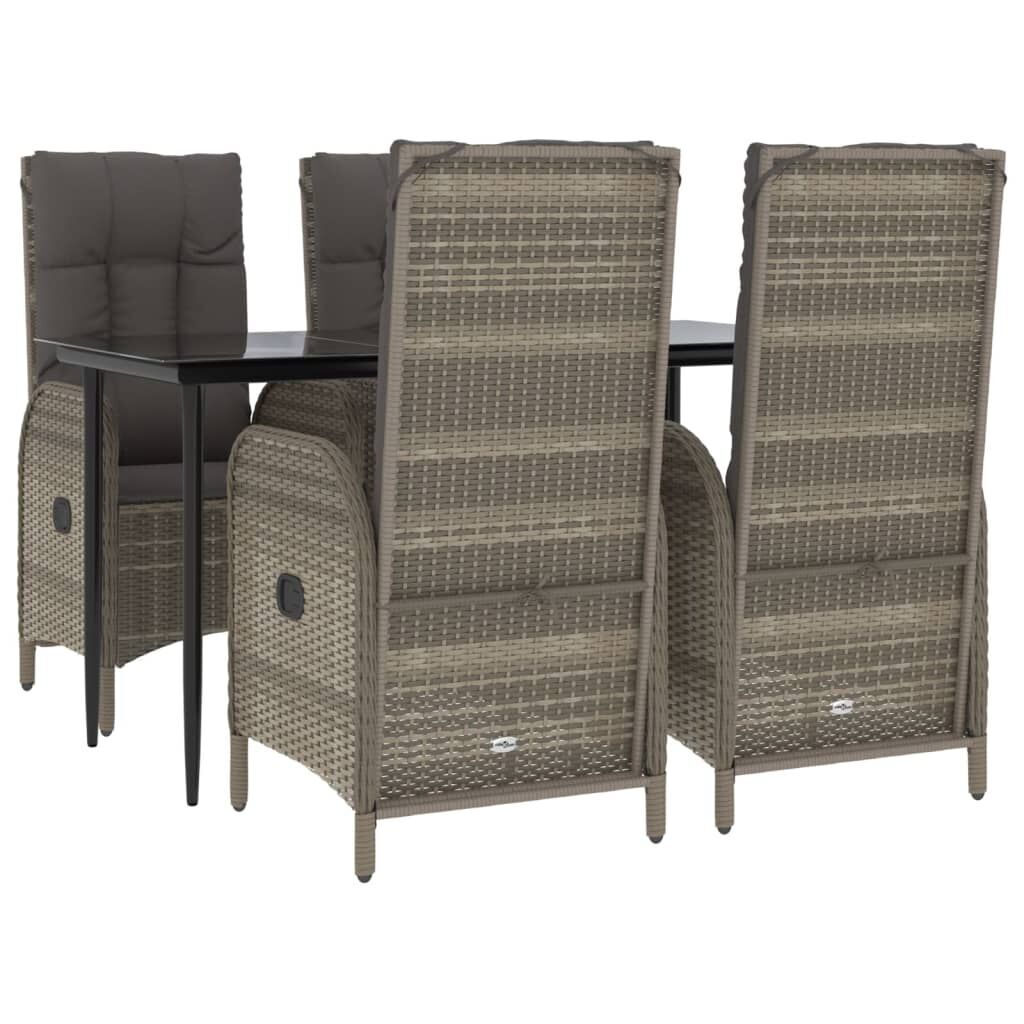 5 Piece Garden Dining Set with Cushions Black and Grey Poly Rattan Price