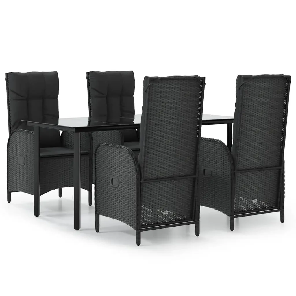 5 Piece Garden Dining Set with Cushions Black Poly Rattan Price
