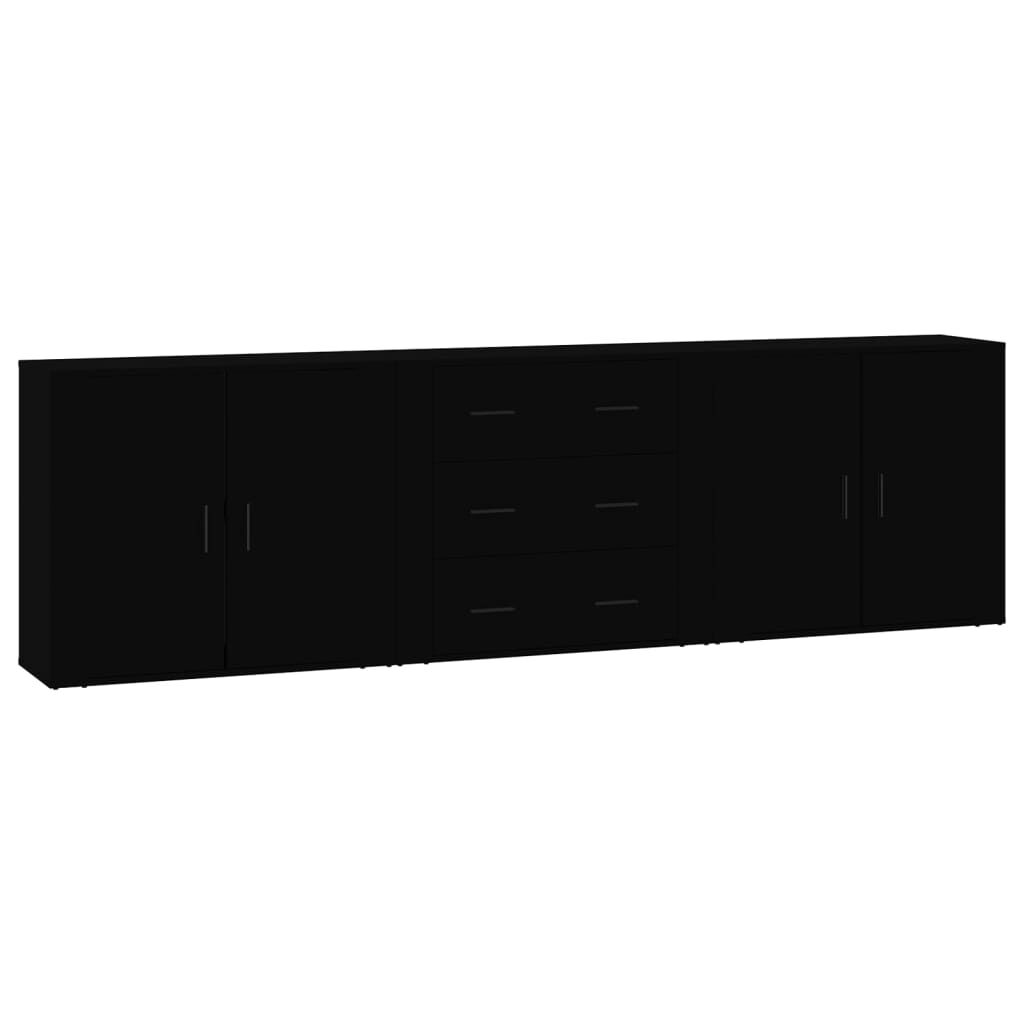 Sideboards 3 pcs Black Engineered Wood Price