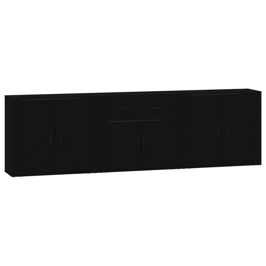 Sideboards 3 pcs Black Engineered Wood Price