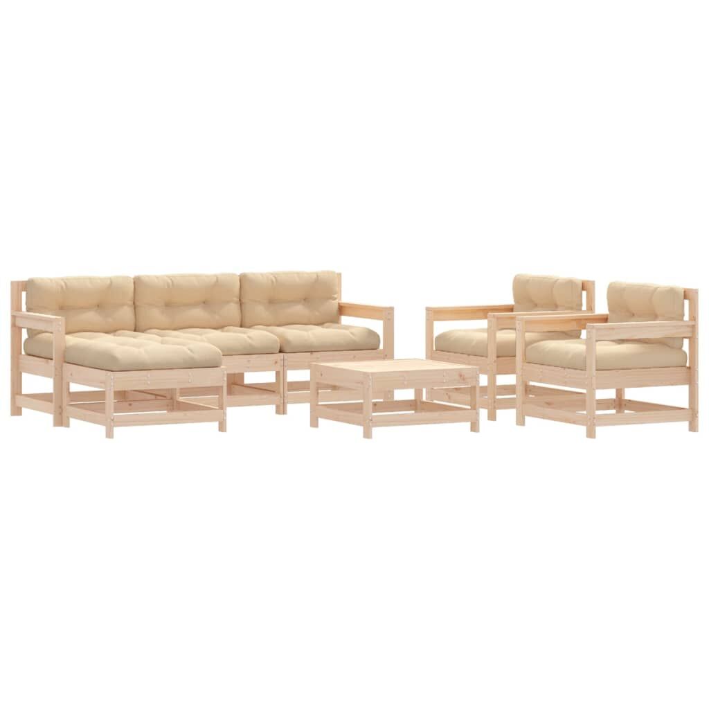 7 Piece Garden Lounge Set with Cushions Solid Wood Price