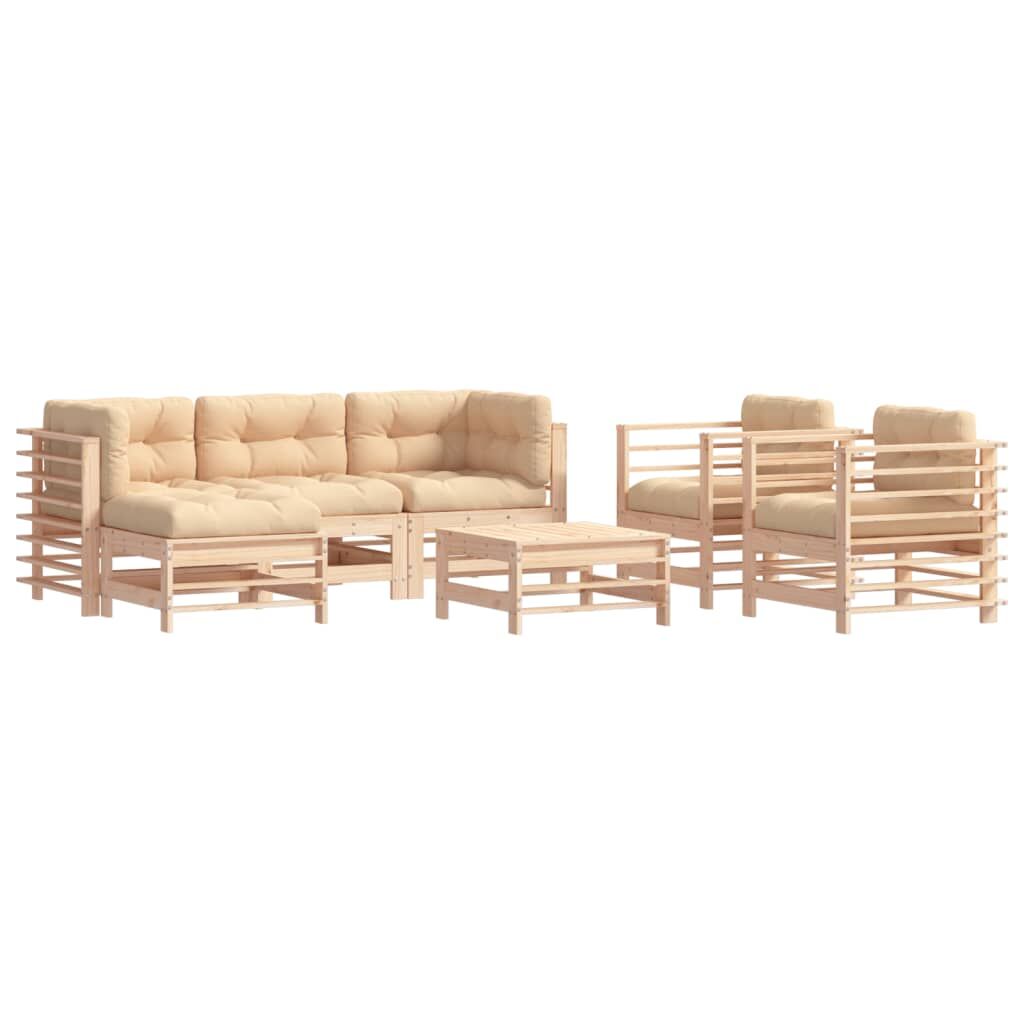 7 Piece Garden Lounge Set with Cushions Solid Wood Price