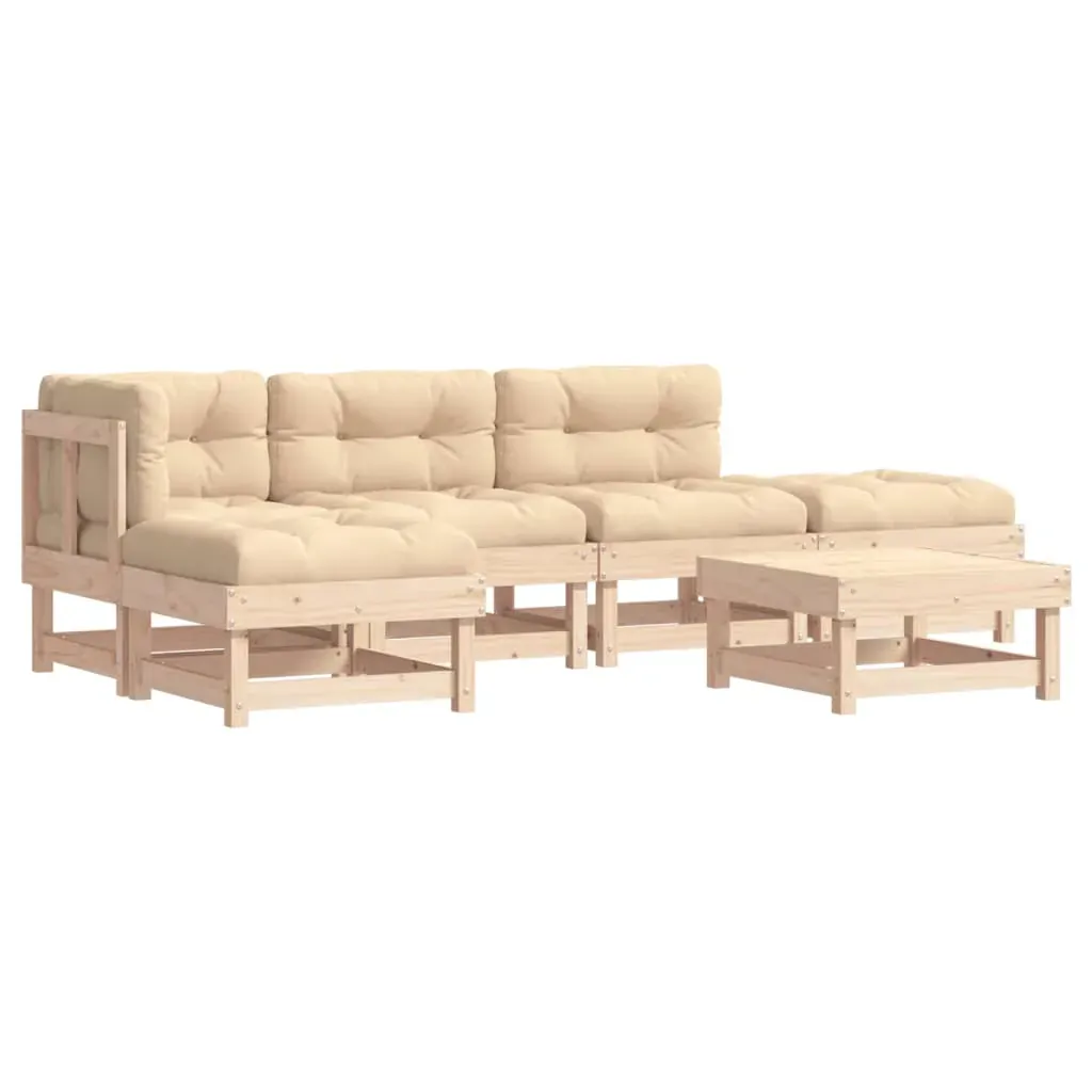 6 Piece Garden Lounge Set with Cushions Solid Wood Price