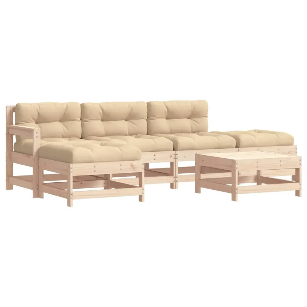 6 Piece Garden Lounge Set with Cushions Solid Wood Price