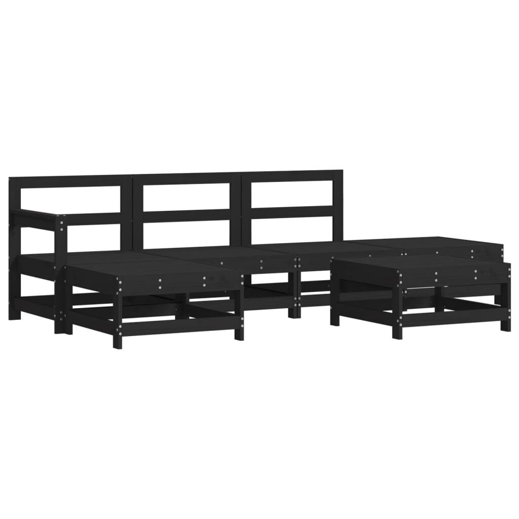 6 Piece Garden Lounge Set with Cushions Black Solid Wood Price