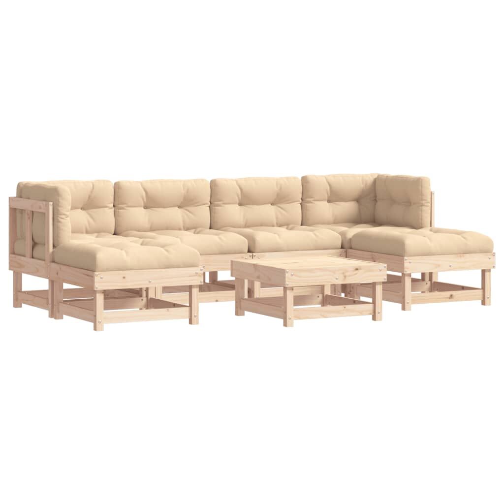 7 Piece Garden Lounge Set with Cushions Solid Wood Price