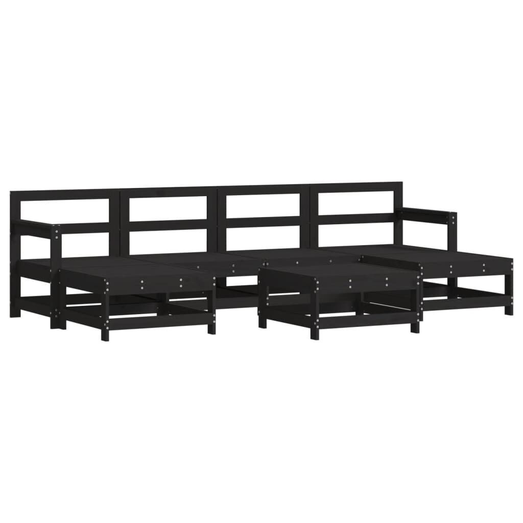 7 Piece Garden Lounge Set with Cushions Black Solid Wood Price