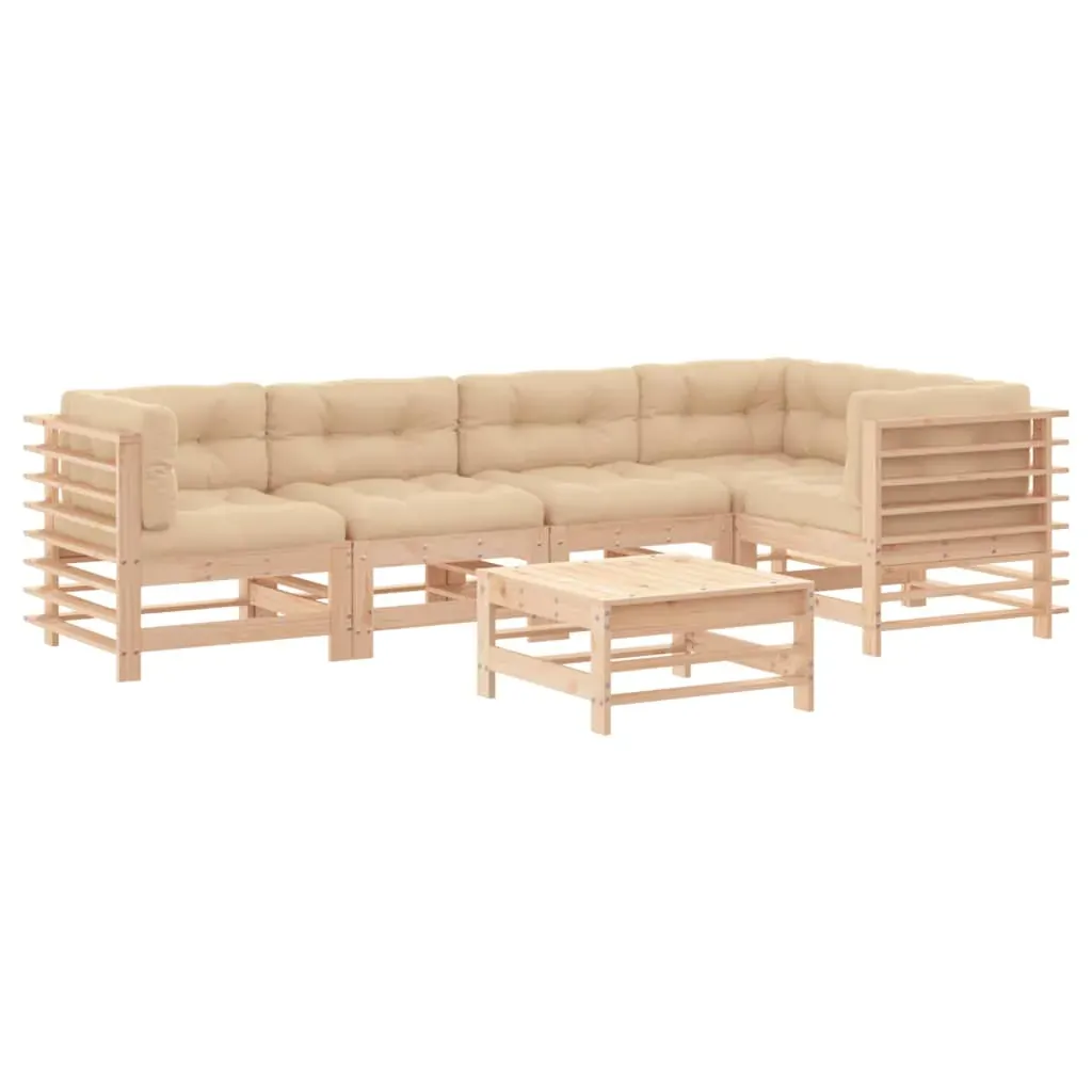 6 Piece Garden Lounge Set with Cushions Solid Wood Price