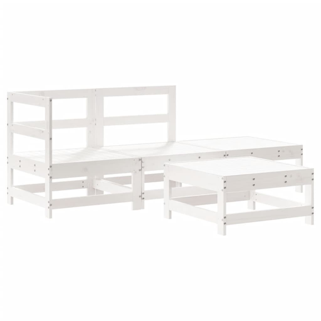 4 Piece Garden Lounge Set with Cushions White Solid Wood Price