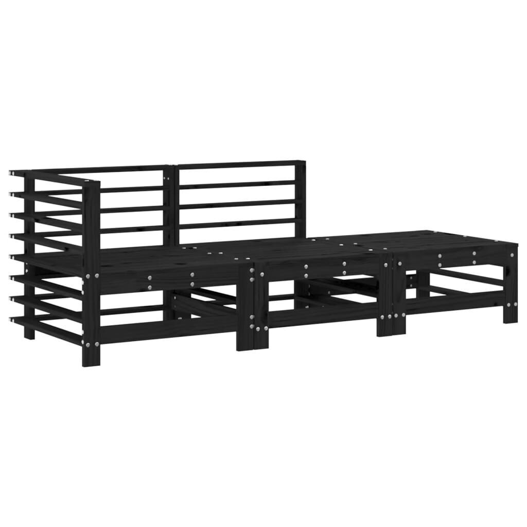 3 Piece Garden Lounge Set with Cushions Black Solid Wood Price